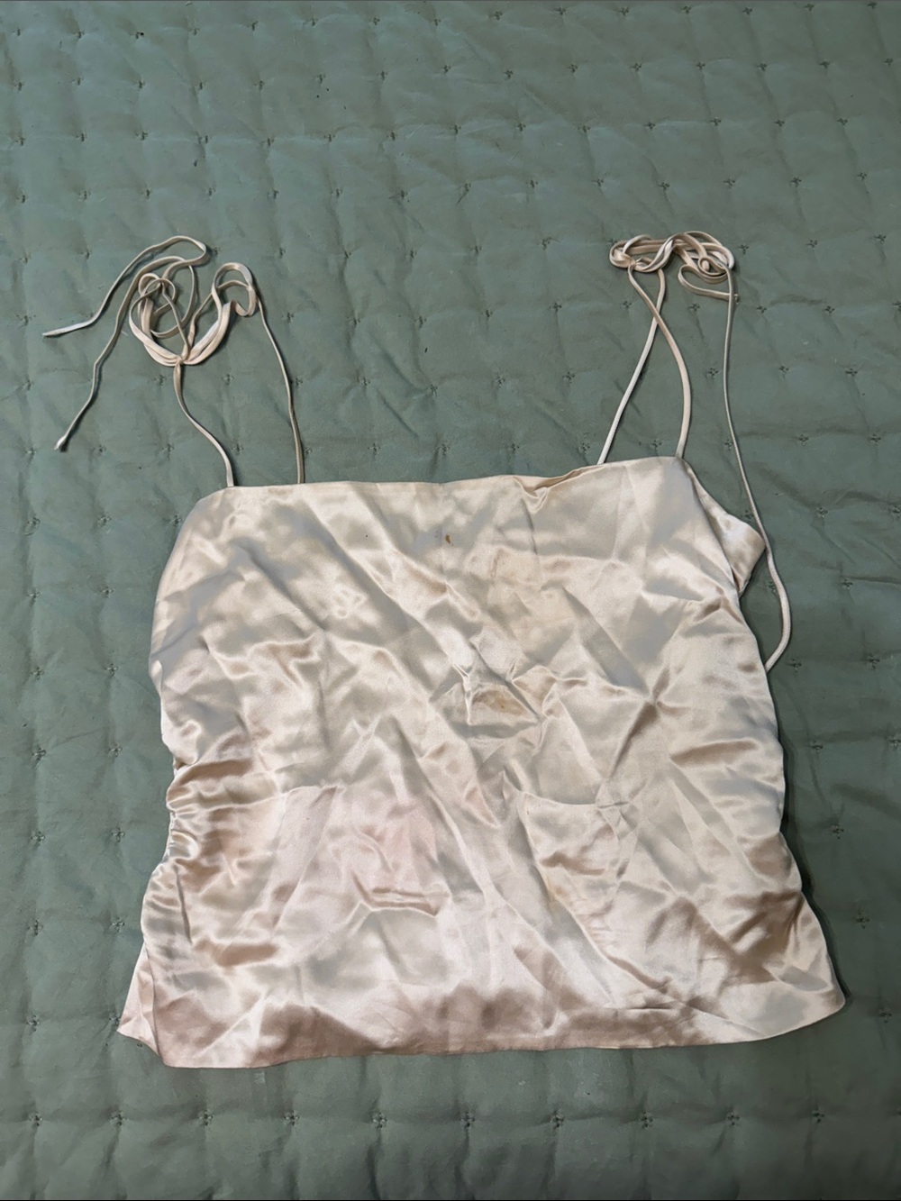 Reformation Ivory Satin Tie-Strap Cami